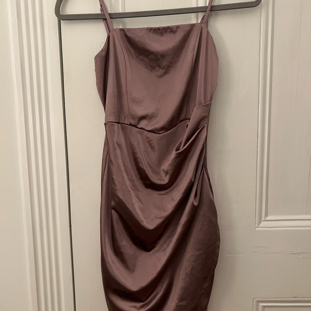 Elegant Mauve Satin Dress